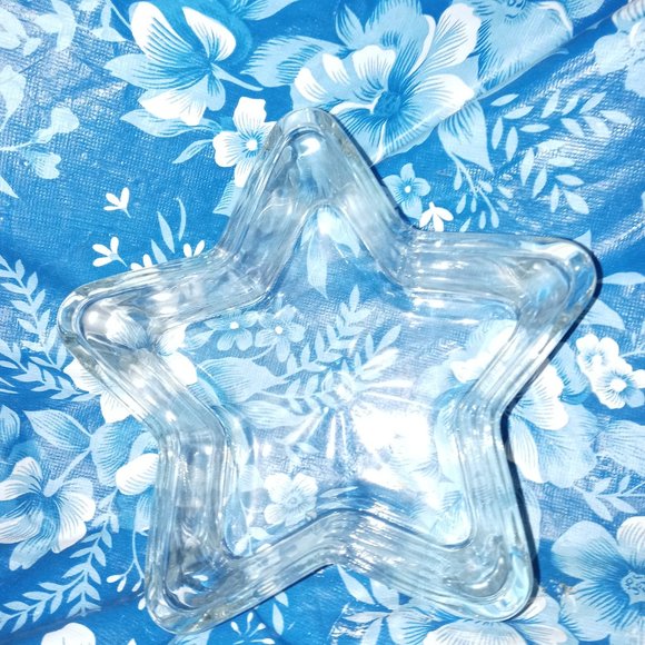 #47 TRINKET HOLDER GLASS Star Over 5" Heafty New never used - Picture 2 of 6